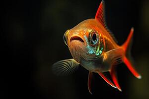 A close up of a fish with its mouth open photo