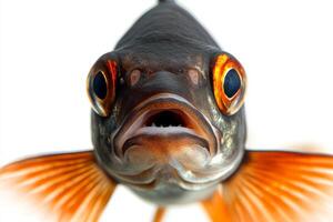 An orange fish with a big mouth photo