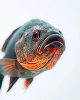 A close up of a fish with an angry face photo