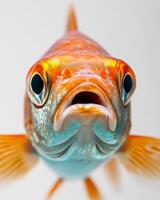 A close up of a fish with its mouth open photo