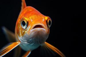 A close up of a fish with its mouth open photo