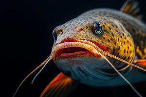 A close up of a fish with its mouth open photo