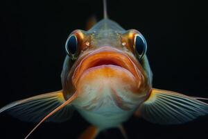 A close up of a fish with its mouth open photo