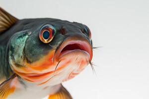 A close up of a fish with its mouth open photo