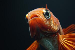 A close up of a red fish with its mouth open photo