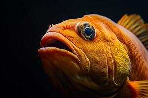 An orange fish with a big mouth photo
