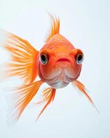 A goldfish with big eyes is swimming in the water photo