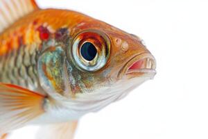 A close up of a fish with its mouth open photo