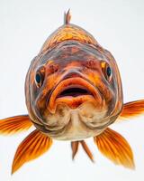 A close up of a fish with its mouth open photo