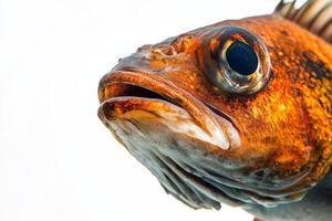 A close up of a fish with its mouth open photo