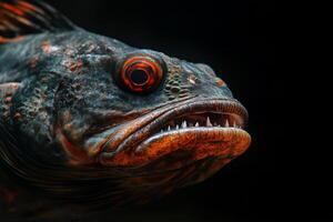 A close up of a fish with its mouth open photo