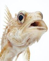 A close up of a fish with its mouth open photo