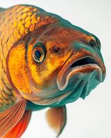A close up of a fish with its mouth open photo