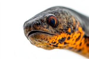 A close up of a fish with orange and black spots photo