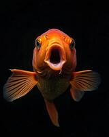 A close up of a fish with its mouth open photo