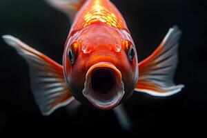 A close up of a fish with its mouth open photo