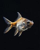 Goldfish isolated on black background photo