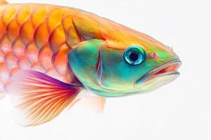 A colorful fish with bright blue eyes photo