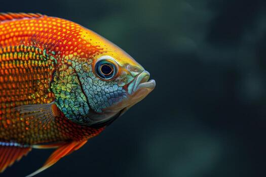 A colorful fish with a black background photo