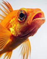 A close up of a fish with its mouth open photo