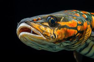 A close up of a fish with a big mouth photo