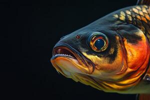 A close up of a fish with its mouth open photo
