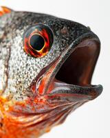 A close up of a fish with its mouth open photo