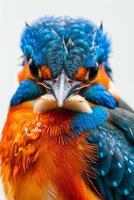 A close up of a colorful bird with wet feathers photo