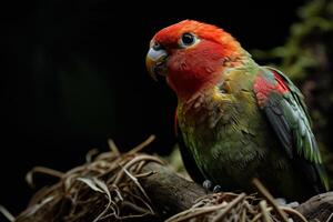 A colorful bird sitting on a branch photo