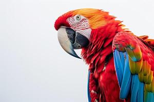 A colorful parrot with a white beak photo