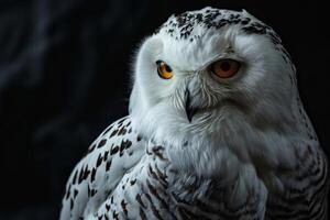 A snowy owl with yellow eyes photo