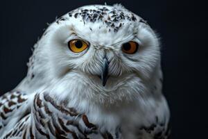 A snowy owl with yellow eyes photo