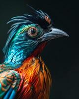 un vistoso pájaro con un largo cola foto