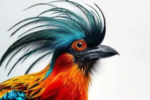 A colorful bird with a long mohawk photo