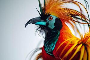A colorful bird with a long tail photo