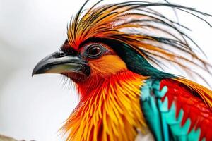 A colorful bird with a long mohawk photo