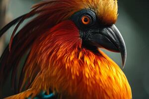 A close up of a colorful bird with a long tail photo