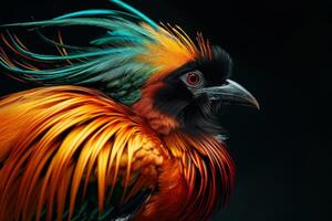 A colorful bird with bright feathers photo