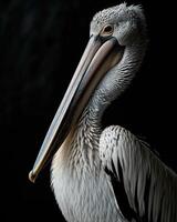 A pelican with a long beak and long neck photo