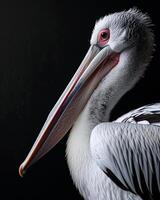 A pelican with a long beak and long neck photo