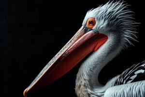 A pelican with a long beak and long neck photo