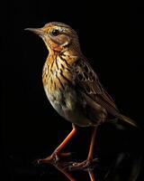 A bird standing on a reflective surface photo