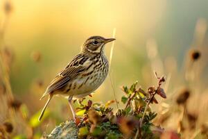 A small bird is standing on a rock photo