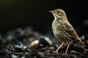 A small bird standing on top of dirt photo
