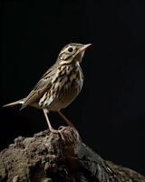 A small bird is standing on a rock photo