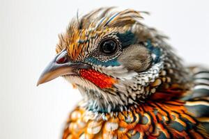 A close up of a bird with colorful feathers photo