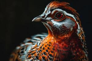 A close up of a pheasant with red eyes photo