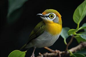 A small bird with yellow and white feathers photo