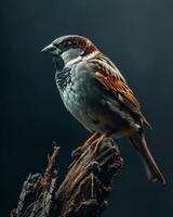 A small bird is sitting on a branch photo