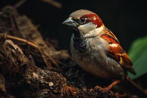 A small bird is sitting on a branch photo